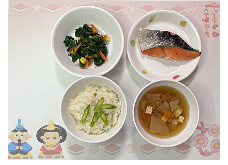 3月 もぐぱく通信 きゅうしょく ひな祭り